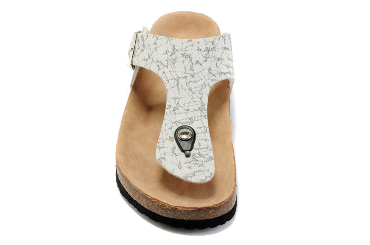 Birk Gizeh White Crackle / Pattern Birko-Flor Sandals