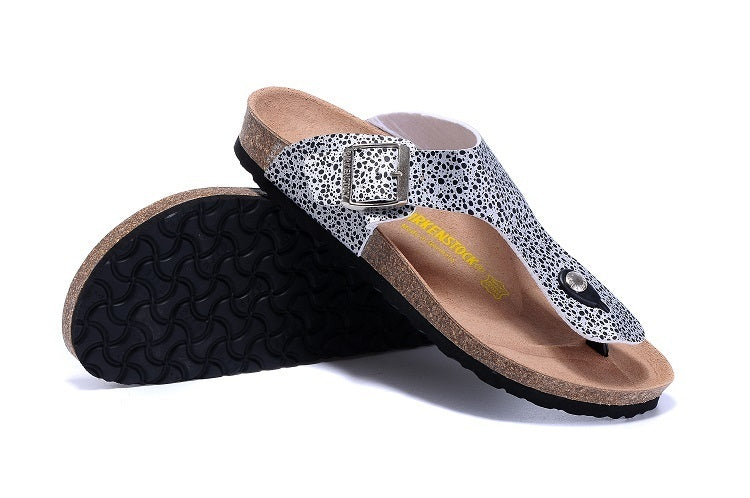 Birk Gizeh Dalmatian / Black Dot Print Birko-Flor Sandals