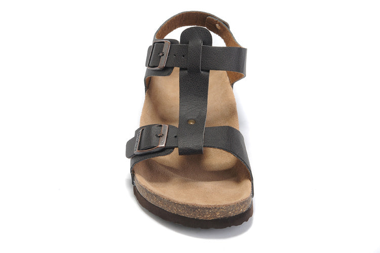 Birk Lindan Sandal Dark Brown Birko-Flor with Rose Gold Buckles