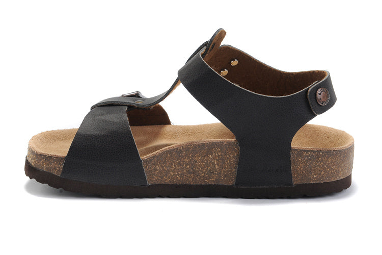 Birk Lindan Sandal Dark Brown Birko-Flor with Rose Gold Buckles