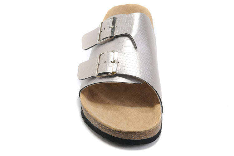 Birk Arizona Slide Sandal Silver Metallic