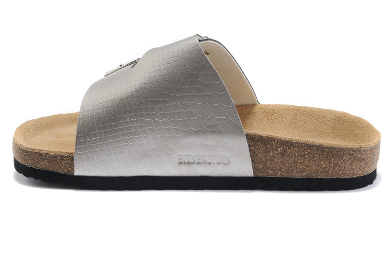Birk Arizona Slide Sandal Silver Metallic