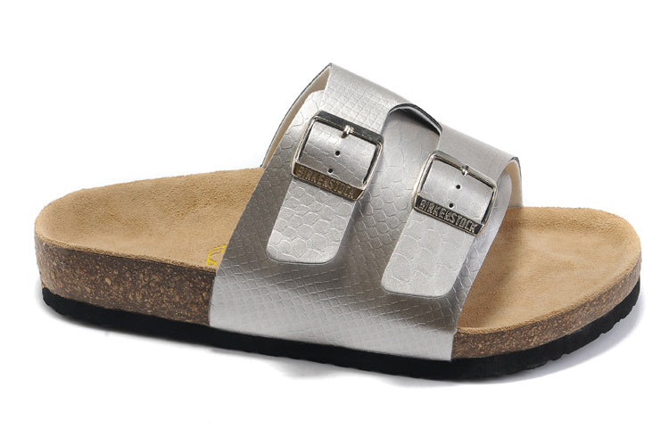 Birk Arizona Slide Sandal Silver Metallic