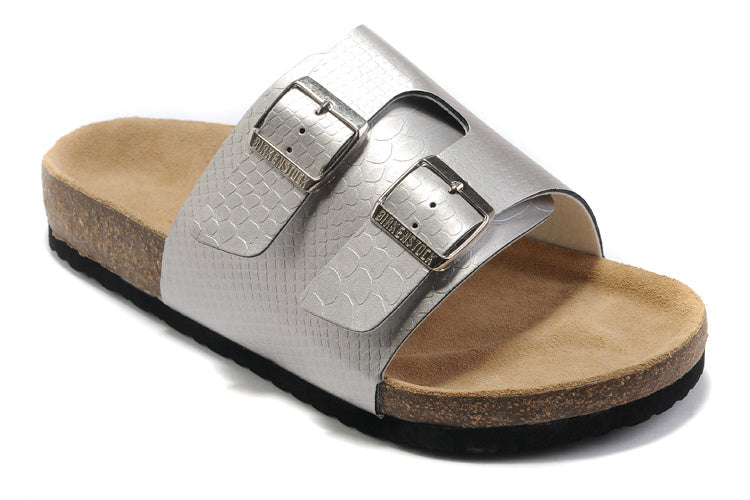 Birk Arizona Slide Sandal Silver Metallic