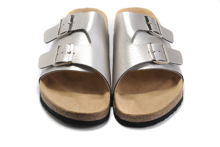 Birk Arizona Slide Sandal Silver Metallic