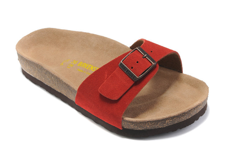 Birk Madrid Slide Sandal Red Suede