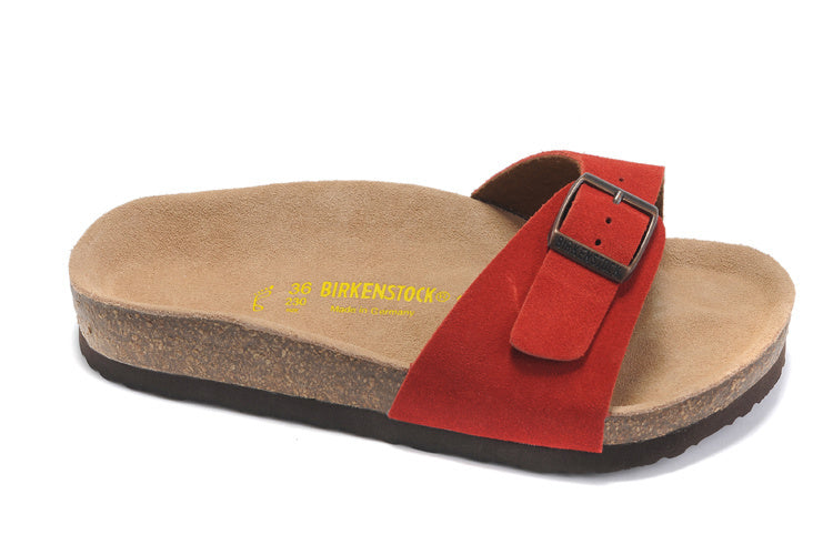 Birk Madrid Slide Sandal Red Suede
