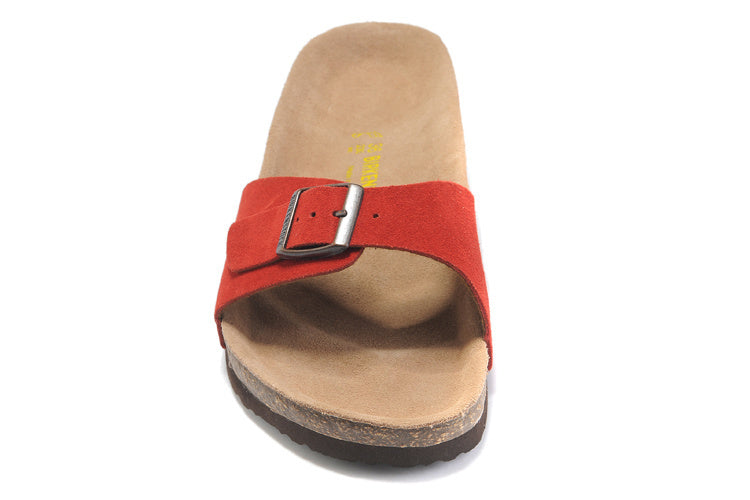 Birk Madrid Slide Sandal Red Suede