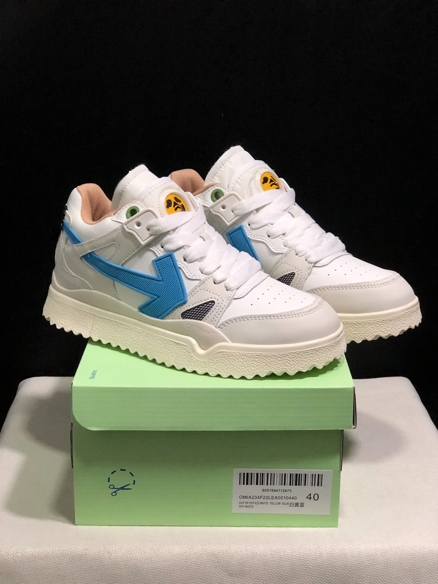 Off-WhiteSponge Mid-Top Sneakers White Sky blue