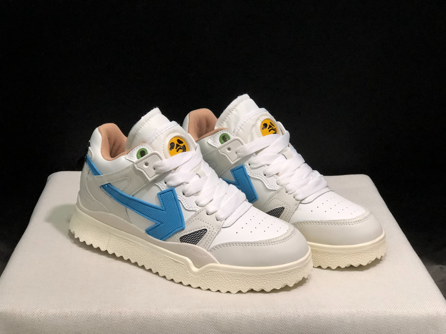 Off-WhiteSponge Mid-Top Sneakers White Sky blue