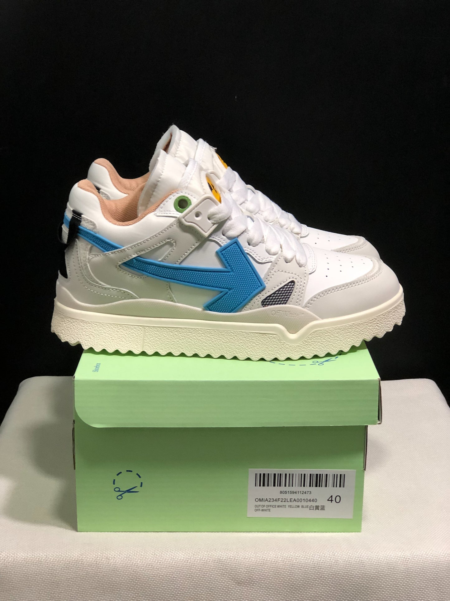 Off-WhiteSponge Mid-Top Sneakers White Sky blue