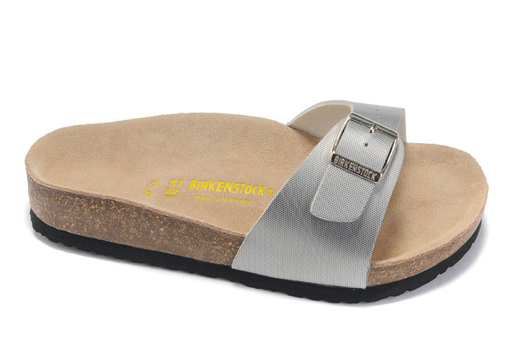 Birk Madrid Slide Sandal Silver / White Textured