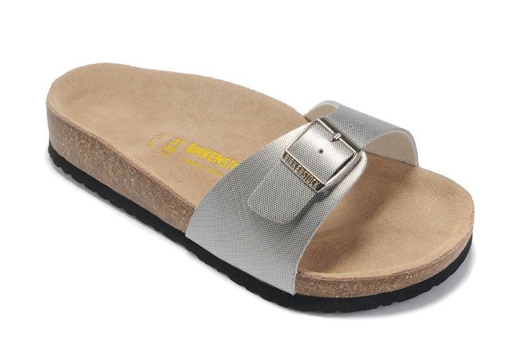Birk Madrid Slide Sandal Silver / White Textured