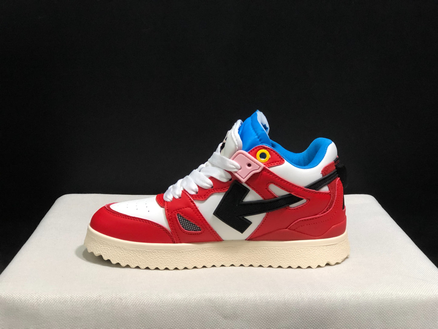 Off white out of officeRed, black, and blue