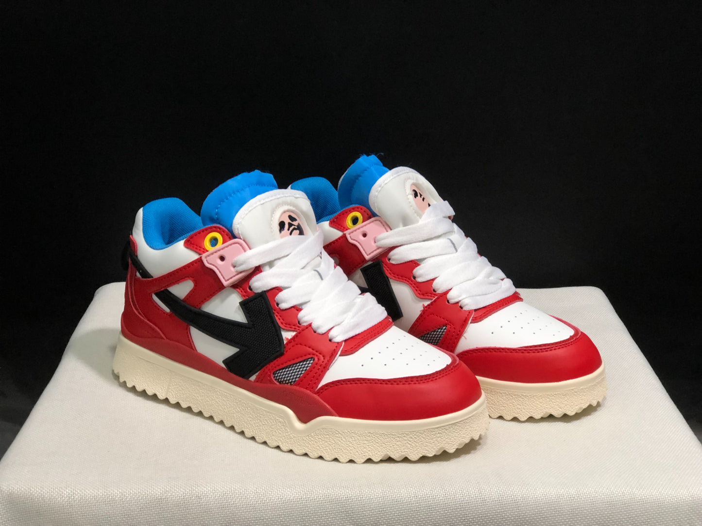 Off white out of officeRed, black, and blue
