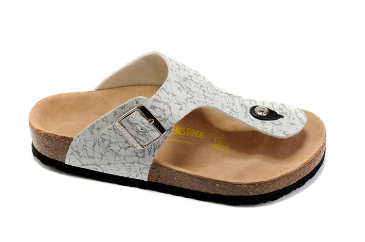 Birk Gizeh White Crackle / Pattern Birko-Flor Sandals