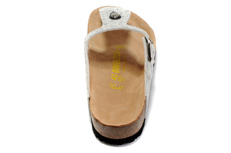 Birk Gizeh White Crackle / Pattern Birko-Flor Sandals