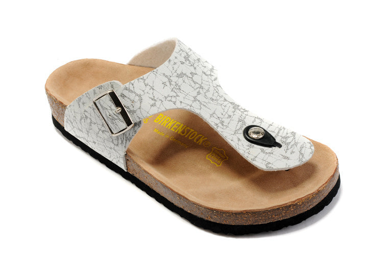 Birk Gizeh White Crackle / Pattern Birko-Flor Sandals