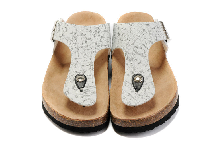 Birk Gizeh White Crackle / Pattern Birko-Flor Sandals