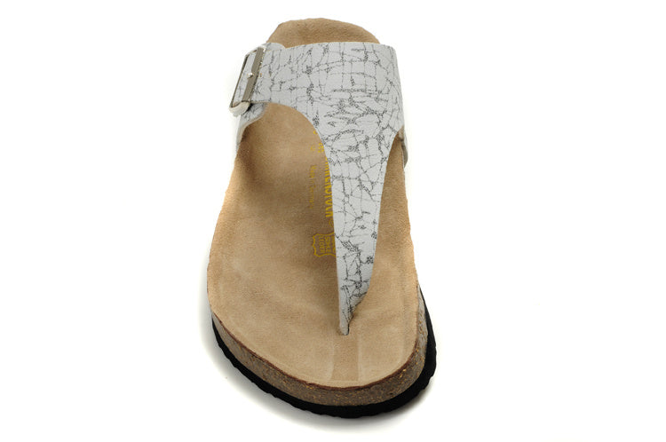 Birk Gizeh Thong Sandal White Marble Print
