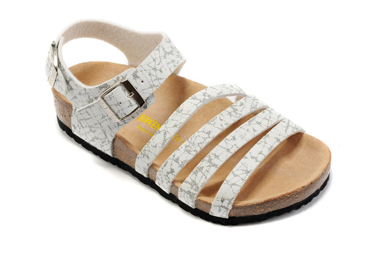 Birk Salinas Sandal White Crackle Textured