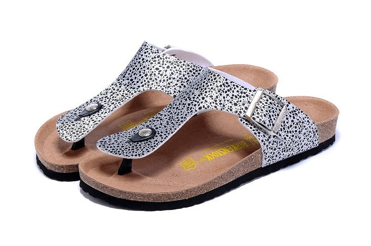Birk Gizeh Dalmatian / Black Dot Print Birko-Flor Sandals