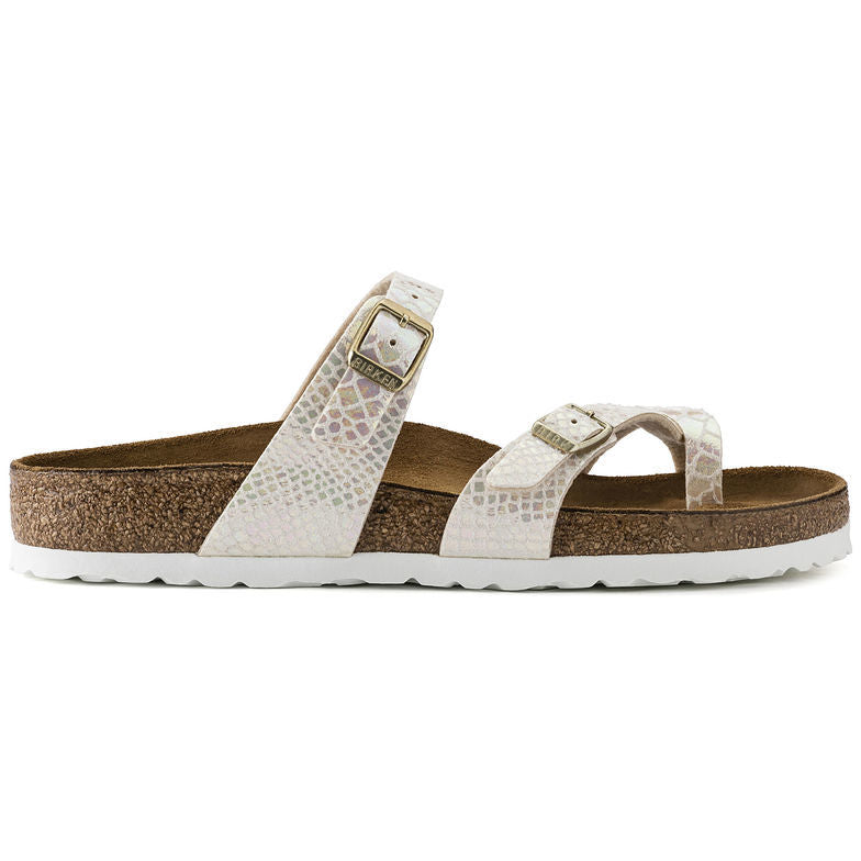 Birk Mayari Sandal Shiny Snake Print / Iridescent Python White