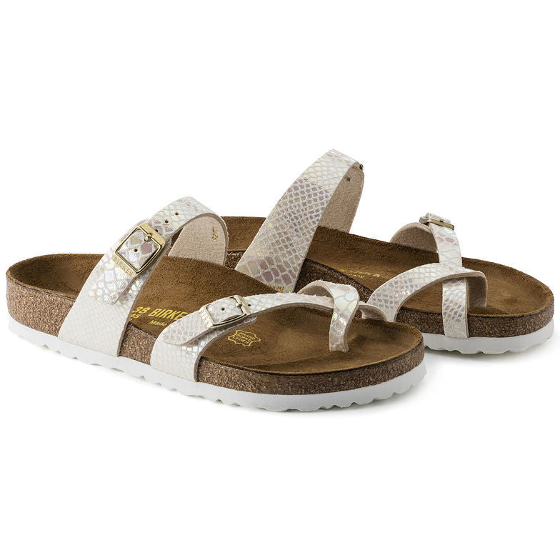 Birk Mayari Sandal Shiny Snake Print / Iridescent Python White