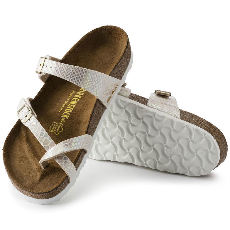 Birk Mayari Sandal Shiny Snake Print / Iridescent Python White