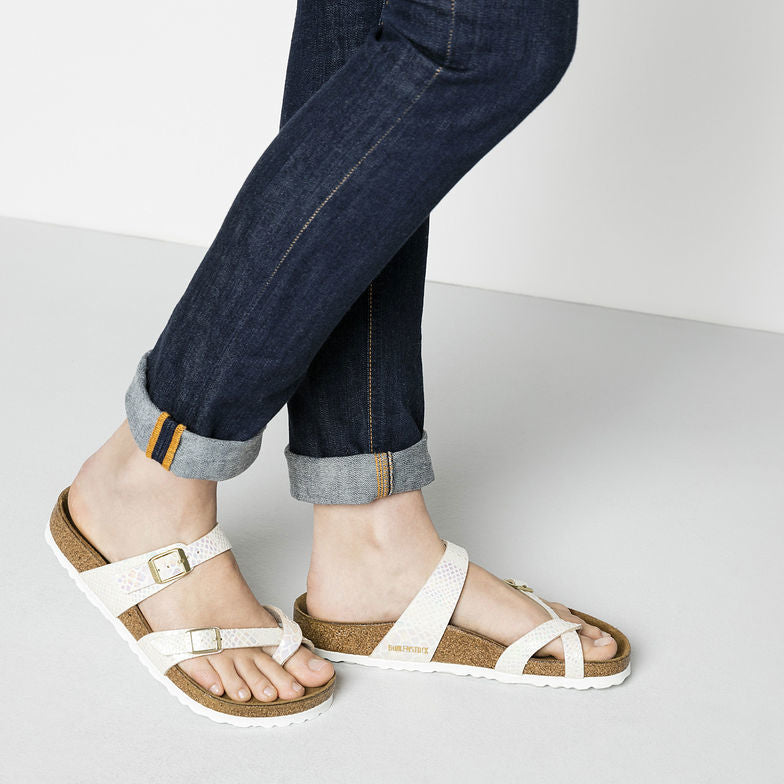 Birk Mayari Sandal Shiny Snake Print / Iridescent Python White