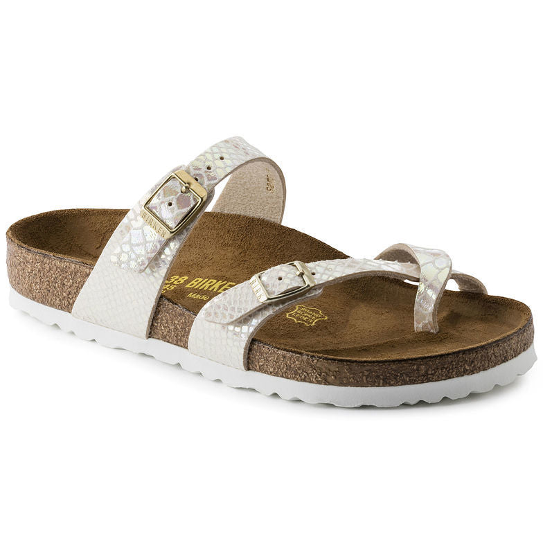 Birk Mayari Sandal Shiny Snake Print / Iridescent Python White