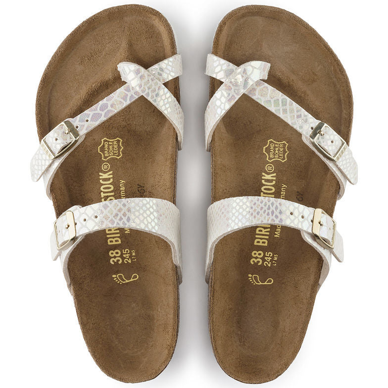 Birk Mayari Sandal Shiny Snake Print / Iridescent Python White