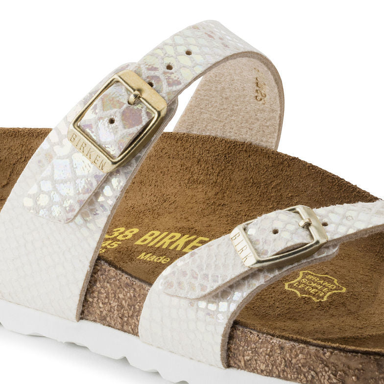 Birk Mayari Sandal Shiny Snake Print / Iridescent Python White